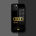 Luxury Car Audi LOGO Phone Case For Iphone 14 Pro Max 13 12 11 Mini X Xr Xs 8 7 Puls 6 Toughened Glass. 