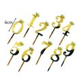 0-9 Numbers Cake Toppers Happy Birthday Cute Crown Number Cake Flag Acrylic Cupcake Topper Birthday Party Cake. 