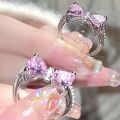 Blue Crystal Planet Rings Aesthetic Creative Zircon Asteroid Open Ring Y2k Shiny Zircon Rings For Women Teens Party Jewelry. 