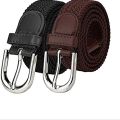 Pack of 2 | Braided elastic woven leather stretchable Belt for Men & Women | Imported.. 