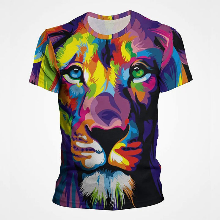African lion graphic t shirt for men cool 3D printed T-shirt tops animal tees personality streetwear trend tops Funny T shirts