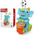 Techfawn Toyz Musical Walking Elephant Drummer Toy with Flashing Light & Sound Toy for Kids Beating Drum Blowing Ball Toy - Yellow. 