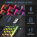 Tezarre TK63 Wireless Keyboard Bluetooth/2.4G/USB Wired 60% Mechanical Gaming Keyboard RGB Backlit PBT Pudding Keycaps Hot-Swappable. 