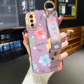 dienya For vivo Y20S G Case With Wristband Cartoon Cute Flower New Design Square Edge Shockproof Phone Shell Cases Pattern Plating Silicone Casing Full Cover Camera Thin Protection SoftCase. 