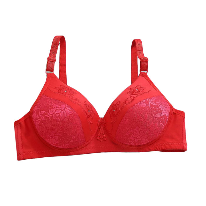 Red Soft Foam Padded Bra for Women Brazier Fits A Cup and B Cups with Adjustable Straps and Back Closure