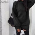 Ladies Turtleneck Sweater Mini Dress Long Sleeve Turtleneck Knit Dress Fall Winter Casual Loose Warm Sweater OversizedSweatshirt. 