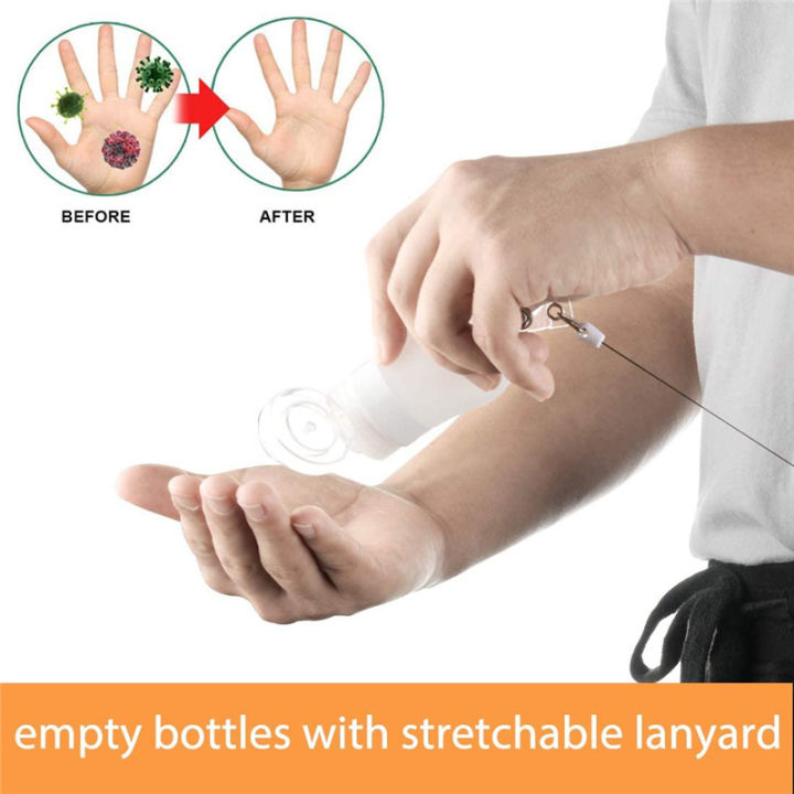 Pcs Portable Hand Sanitizer Dispenser Travel Bottles 1.3OZ Empty Bottles For Toiletries With Stretchable Lanyard, Leak Proof, Squeezable 4