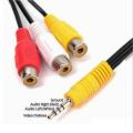 3.5mm Mini AV Male To 3 RCA Female Audio Video Cable Stereo Jack Adapter Cord. 