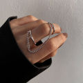 Double Finger Chain Ring Exquisite Opening Geometric Double Finger Ring. 