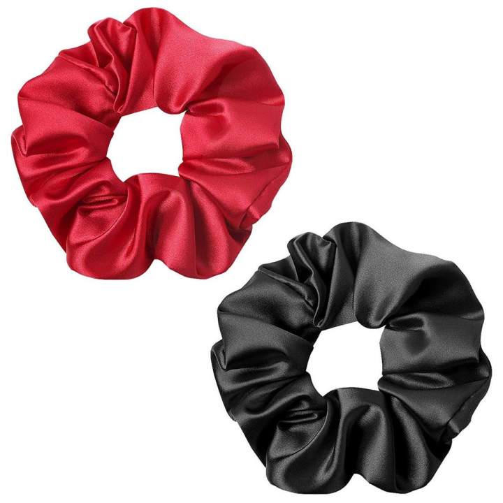 Premium 2 Pack Silk Scrunchies Elastic Hair Bands for Girls, Women Hair Accessories - PackOf2