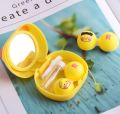 Cartoon Yellow Dimpled Duck Contact Lens Case Contact Lens Kit Inserter Remover With Mirror Portable Travel Set Spectacle Case Gift Travel Kit Mini Pocket Eye Care Kit Easy Take Container Holder Lens Kit. 