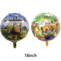 Minecraft theme foil balloon cartoon children's birthday decoration banner topper plate. 