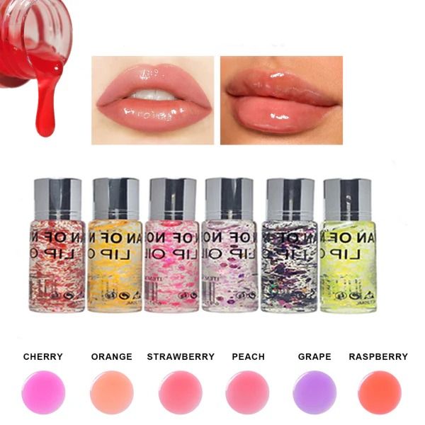 IMAN OF NOBLE Color fashion Waterproof Glitter & Lip Oil Clear Fruit Juice Lip Gloss Crystal Jelly Moisturizing Lips Oil Lasting Not Sticky Lip Gloss Lipstick Makeups Lips Care Random Color Will Be Send