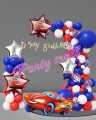 56 PCS RED . BLUE & WHITE MCQUEEN CAR  BALLOON THEME SET FOR BOYS BIRTHDAY PARTY DECORATIONS. 
