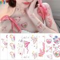 5 Sheets Colorful Butterfly Tattoo Stickers Collarbone Flower Arm Waterproof Non Reflective Disposable Temporary Tattoo. 