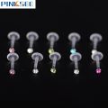 【Hengli jewelry story】25PCS/Lot Zircon monroe Lip Bar Ring Plastic Cartilage Tragus y Girls Piercing Jewelry Anti-allergic. 