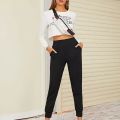 Black Plain Trouser Summer Terry Stuff Slim_Cuffed Jogging trousers for Men & Women Girls Gym Sweat Pants. 