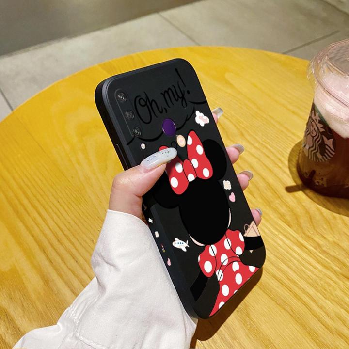 YIWESAN For Huawei Y6P Case Aesthetic Thin New Design Phone Case Fashion Cartoon Cute Minnie Square Edge Protection Softcase Pattern Silicone Casing Cover Shockproof Cases