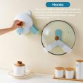 Self Adhesive Pot Lid Holder No-Punch Wall-Mounted Rotatable Pot Lid Rack Adjustable Hanging Pan Cover Organizer Cutting Board Storage Kitchen Household Set Kitchen Tools. 