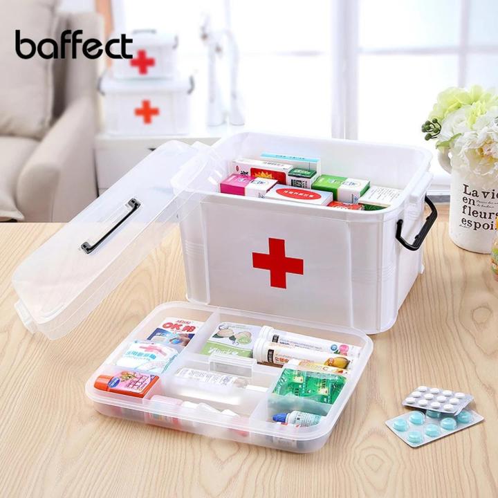 First Aid Kits Large Capacity Medicine Box Chest Organizer Medical Storage Box Container Box 2 Layer Plastic Storage Box