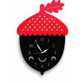 Acorn Nuts Shaped Wooden Colorful Wall Clock for Kids Room, Dry Food Shaped Wall Clock. 