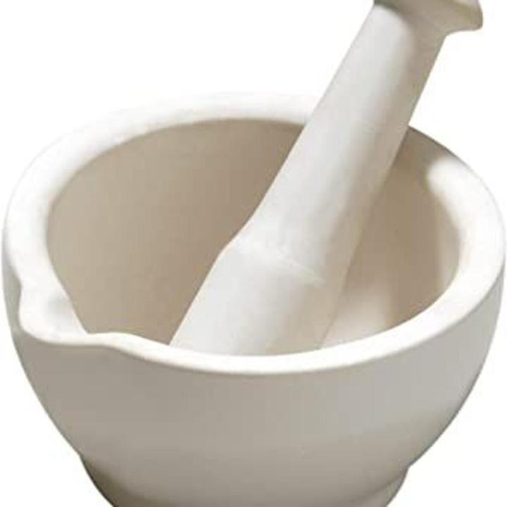 Porcelain Mortar and Pestle Grinding Bowl White Laboratory Use Medicine Grinding Chemical Mixing Size 5inch