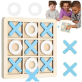 Tic Tac Toe Wooden Board Game-1 Pc Board- Circle & Cross Shape Blocks- X o S Game- Noughts and Crosses Game- Quality Board Game Party Favor Fun Indoor Brain Teaser Children's Puzzle Game. 