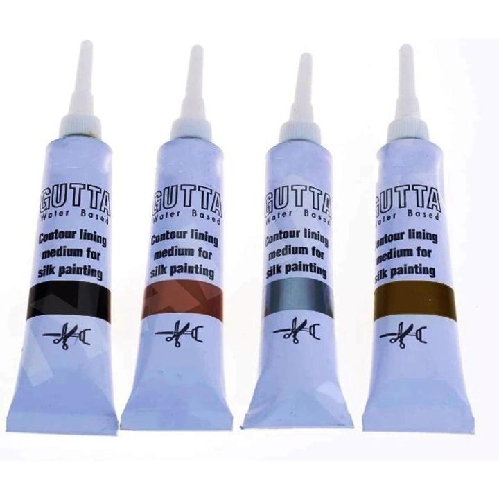Set Of 4 Silk Painting Water Based Gutta 20 ml Tubes - Black, Silver, Gold & Copper