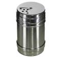 SET OF 2 STAINLESS STEEL ROTATING LID SMALL-SIZE SALT OR PEPPER SHAKER JAR / DISPENSER. 