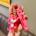 Pink Panther Keychain Cartoon Cute Doll Keyring Fashion Couple Bag Ornament Key Chain Car Pendant Accessories Kids Birthday Gift. 