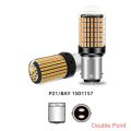 1157 LED Bulbs Amber Orange Double Point For Car And Bikes P21 BAY15D For DRL Indicators or Brake Light Hazard Blinker Lights. 