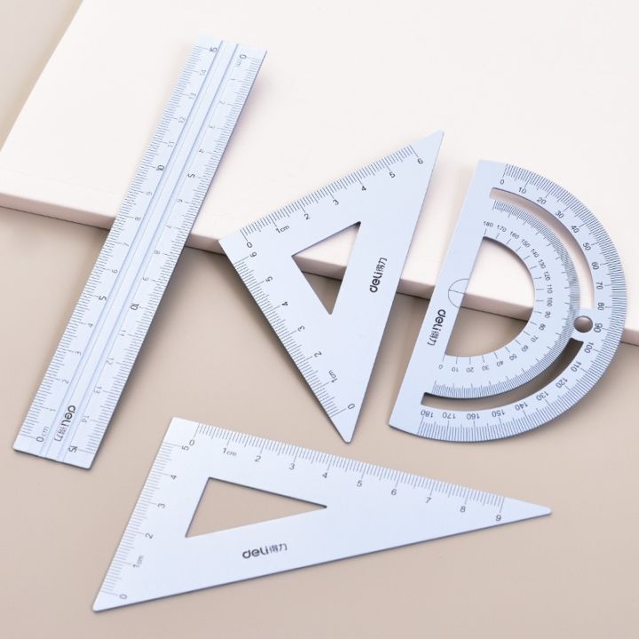 Professional Drawing Ruler Set Ruler Set Aluminum Alloy 4pcs/set Drawing Measurement Geometry Triangle ...