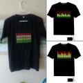 Sound Activated Light Up Flashing Rock Disco Equalizer Short Sleeve LED T-Shirt. 