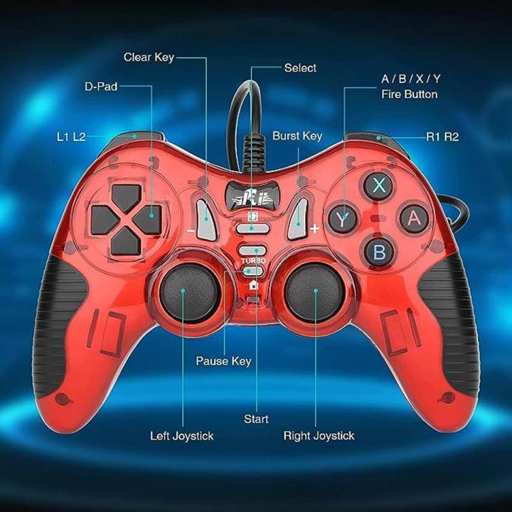 Rii PC Controller,PS3 Gaming Controllers Wired USB Gamepad Compatible with PS3,Windows 11/10/8/7, PC,Laptop,Android,Vista,TV-Box(Red)