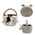 NCANRUI 10In/25cm Cute Plush Cow Easter Buckets with Ear Egg Hunt Easter Gift Bags Bags for Party Decorations Candy Gifts. 