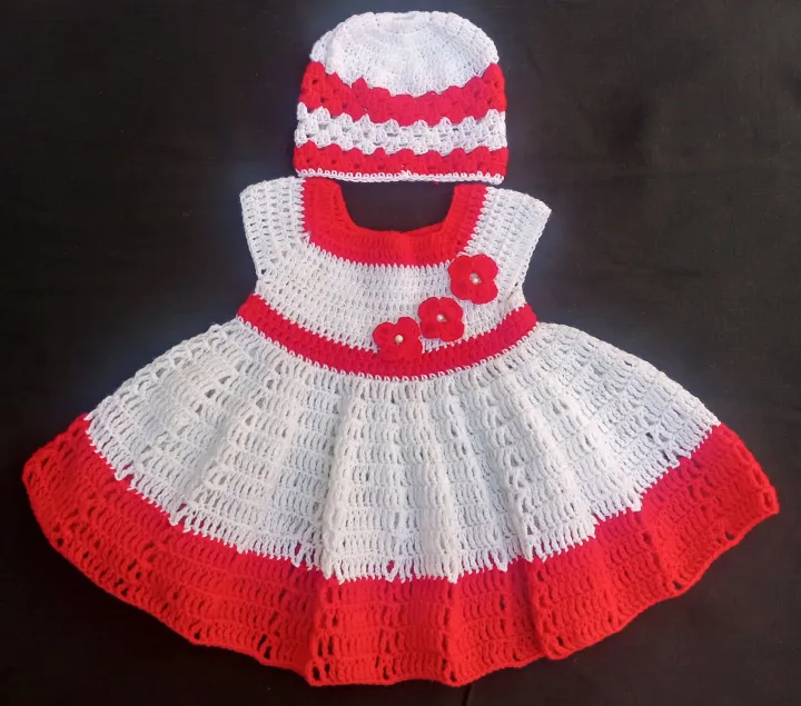 Handmade%20Crochet%20Dress%20Set%20for%20baby%20girls/Crochet%20Frock%20for%20baby%20girls/Crochet%20Clothes%20for%20Baby%20Girl/Crochet%20Woolen%20Frock/Cap%20and%20Shoes%20-%20Image%202