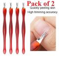 2pc Stainless Steel Cuticle Pusher Nail Art Fork Manicure Tool For Trim Skin Fork Cuticle Remover. 