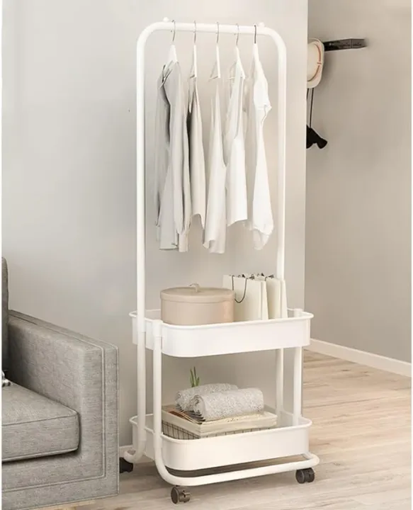 Floor%20Standing%20Clothes%20Rack,%20Household%20Clothes%20Rack%20with%20Wheels%20And%202%20Baskets,Multipurpose%20Organiser%20Shelf%20for%20Bedroom%20Laundry%20Rolling%20cart%20for%20Garment%20Storage%20and%20Garment%20Laundry%20Use%20-%20Random%20Color%20-%20Image%202