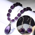Al Asar Trends High Quality Stone Earrings Necklace Set Purple Stone Jewelry Set for Women Vintage Party Jewelry Gift. 