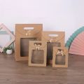 10Pcs Black/White Gift Bags with Clear Window Kraft Paper Bag with handle Candy Biscuits Cake Packing Box Eid Mubarak Gift Bag. 