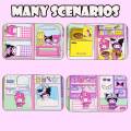 Cut Free Melody and Kuromi Diy Quiet Book Doll Paper Girl Cute Educational Handmade Toy Sanrio DIY Puzzle Sticker Busy Book for Kids. 