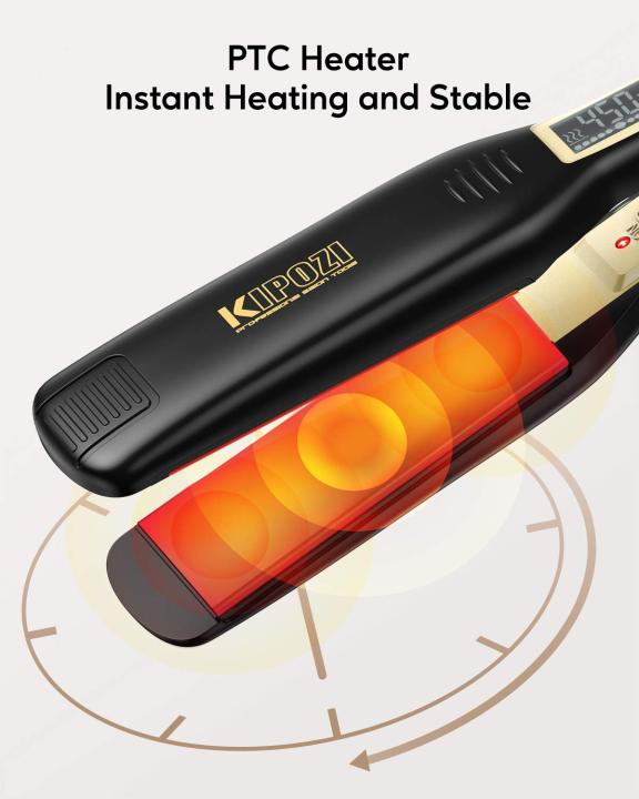 KIPOZI%20Professional%20Titanium%20Flat%20Iron%20Anti-Static%20Hair%20Straightener%20with%20Digital%20LCD%20Display,%20Dual%20Voltage,%20Instant%20Heating,%201.75%20Inch%20Wide%20%20Plates%20%20Black.%20UK%20Plug%20-%20Image%204
