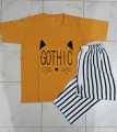 Gothic Printed Cotton Jersey Sleepwear with T-Shirt and Trouser For Women. 