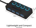 Sabrent 4-Port USB 3.0 Hub with Individual LED Power Switches (HB-UM43). 
