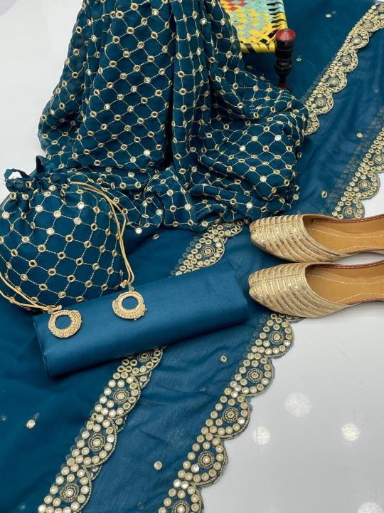 Ayesha%20Collections%20%E2%80%93%205%20Pc%20Unstitched%20Fancy%20Dress%20for%20Women%20%7C%20Soft%20Chiffon%20Shirt%20with%20Sheesha%20Plastic%20Pani%20Work%20&%20Zaari%20Embroidery%20%7C%20Chiffon%20Dupatta%20with%20Cutwork,%20Kattan%20Silk%20Trouser,%20Sam%20Potli%20&%20Golden%20Khussa%20-%20Image%203