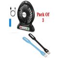 Pack Of 3 - 2 USB Computer Lights + Portable Fan-. 