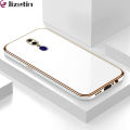 Jizetin (Free Lanyard) for OPPO F11 Back Cover Pure Color Luxury 6D Plating Case Side Pattern Soft Silicone Square Mobile Phone Cases. 