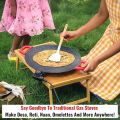 JAPAN Made Portable Electric Tawa 14 Inch (35 CM) with Adjustable Temperature Control -Ideal for Dosa, Roti, Chapati, Paratha, Naan - Large Non-Stick Surface - Safe, Quick & Even Heating, 1000 Watts( BLACK ). 
