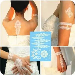 Waterproof%20White%20Henna%20Mehndi%20Temporary%20Tattoo%20Mehndi%20Sticker%20for%20Girls%20Hand%20Henna%20Classic%20Design%20Sticker%20Tattoo%20Instant%20Mehndi%20Sticker%20-%20Image%204