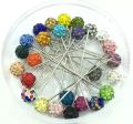 Colorful Crystal Ball Head Hijab Pins 6 Pack, Crystal and Alloy Safety Pins for Scarf and Shawl. 